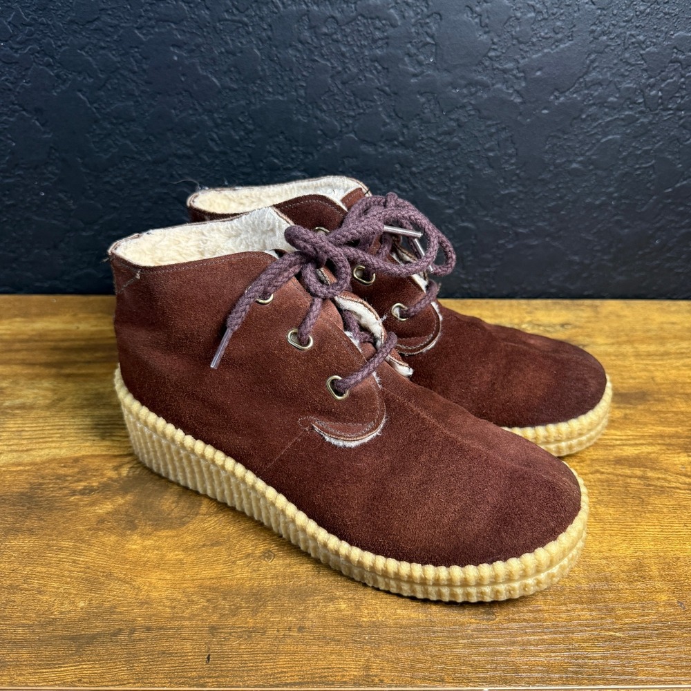 Dunham Skipades 5240 Brown Suede Shearling Ankle Boots Womens Size 6